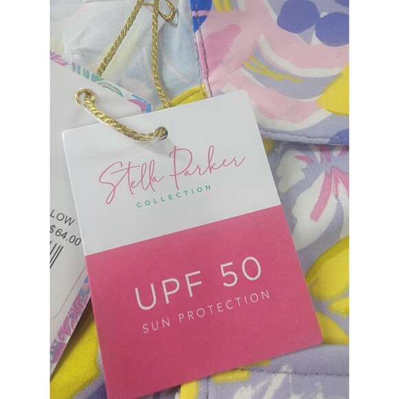 Stella Parker Collection Dress Womens Large Lilac Yellow Floral UPF 50 Resort - Picture 3 of 10